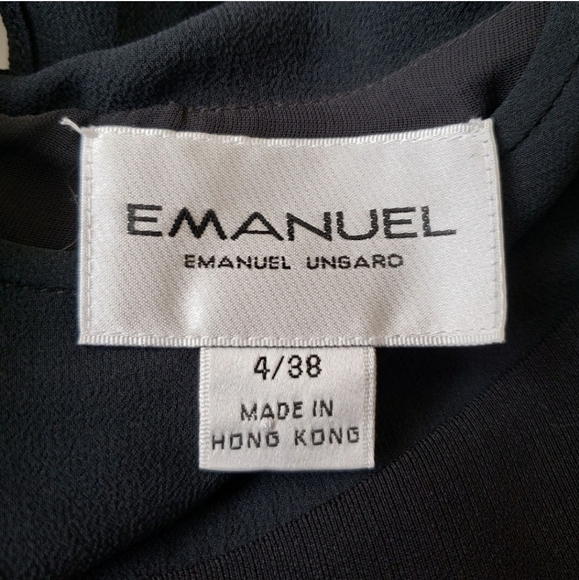 Ungaro Vintage 90s Black Mesh Collar Long Sleeve Sheath Dress Size 4 - Picture 6 of 6